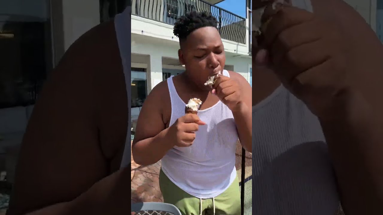 Big Boy Steals Ice Cream From Girls Shorts