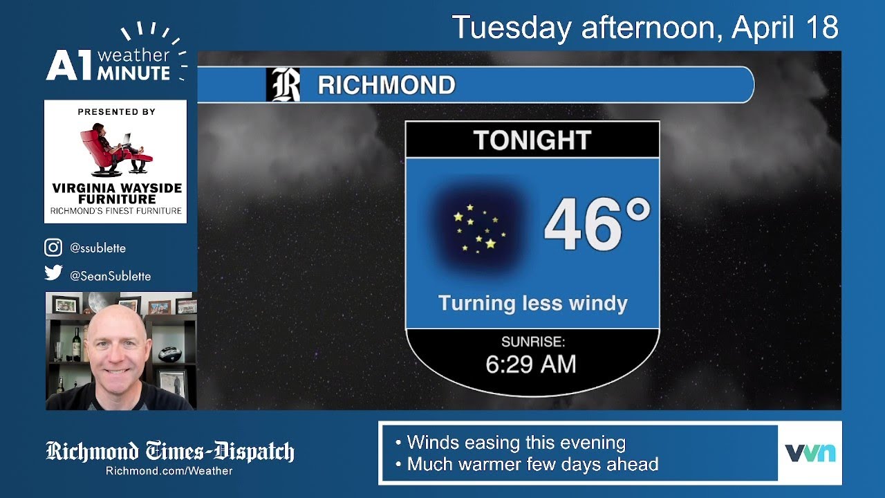 Tuesday afternoon weather video: Less windy tonight with warmer ...