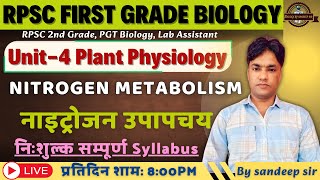 RPSC 1st Grade Biology 2025 | UNIT -IV | Plant Physiology | Nitrogen Metabolism