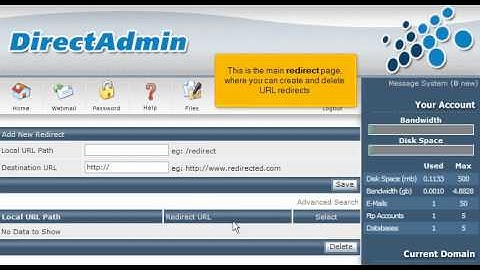 DirectAdmin - How to manage URL redirects