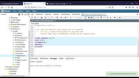 creacion de tabla y secuencia en postgreSQL pgAdmin 4