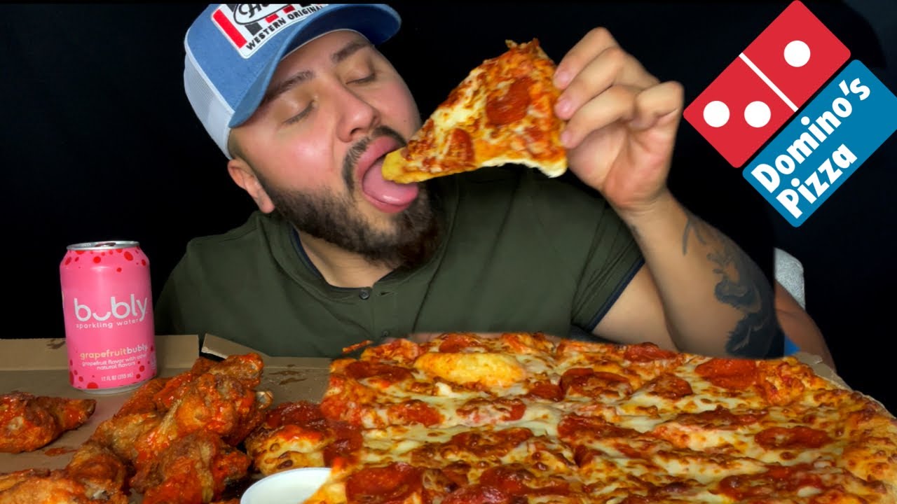 Dominos Pizza + Hot Wings Mukbang