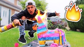 1000 DEGREE TORCH VS PIÑATA (Will it burn CHALLENGE) *EXPERIMENT*