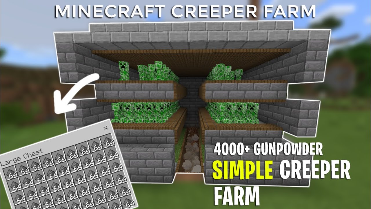How to Make Creeper Farm in Minecraft Bedrock 9.97 Infinite Gunpowder Farm
