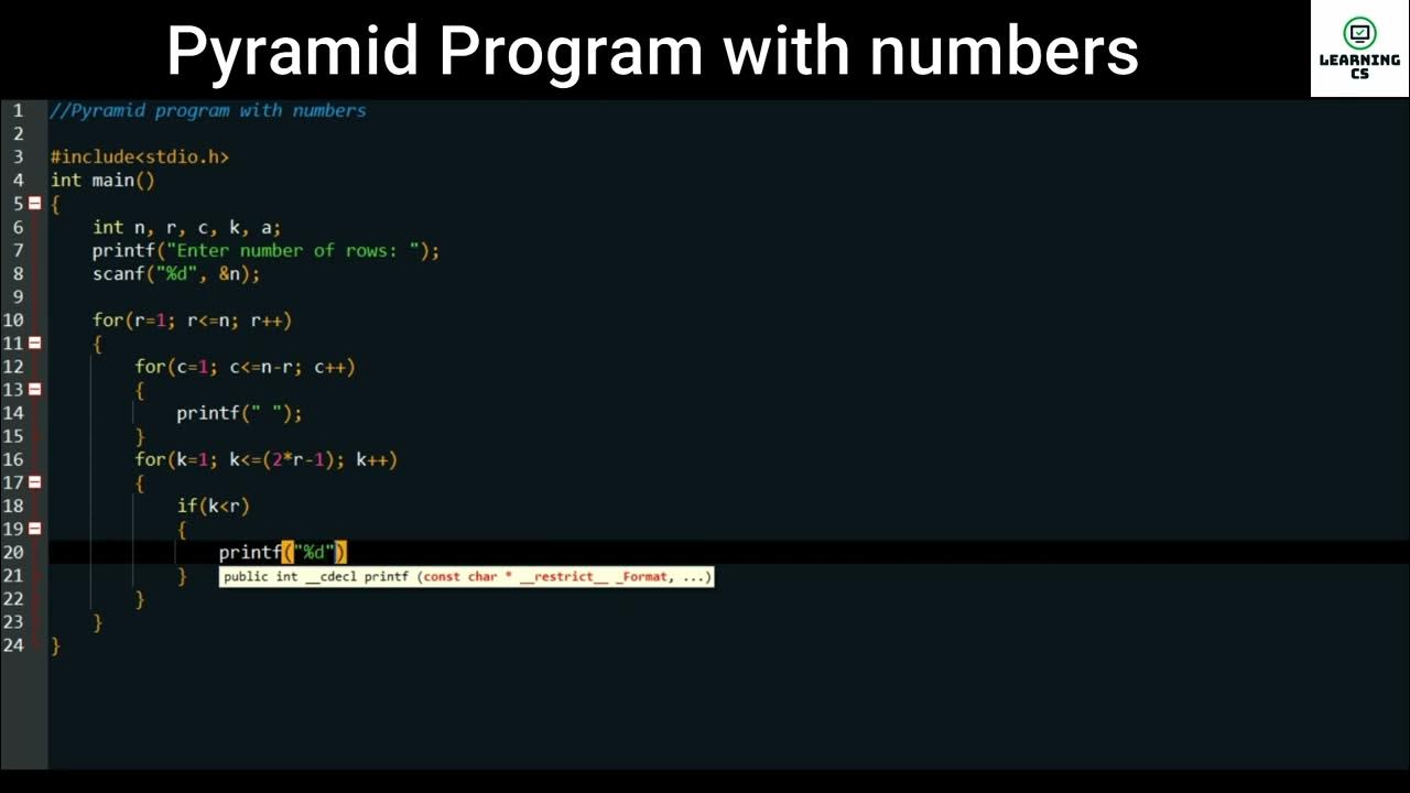 Pyramid Program of NUMBERS || Different patterns of pyramid program ...