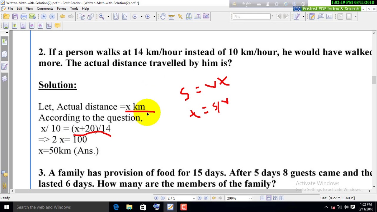 If A Person Walks At 14 Km Hr Instead Of 10 Km Hr He Would Have Walked Km More Youtube If A Person Walks At 14 Km Hr Instead Of 10 Km Hr He Would Have Walked Km More Youtube