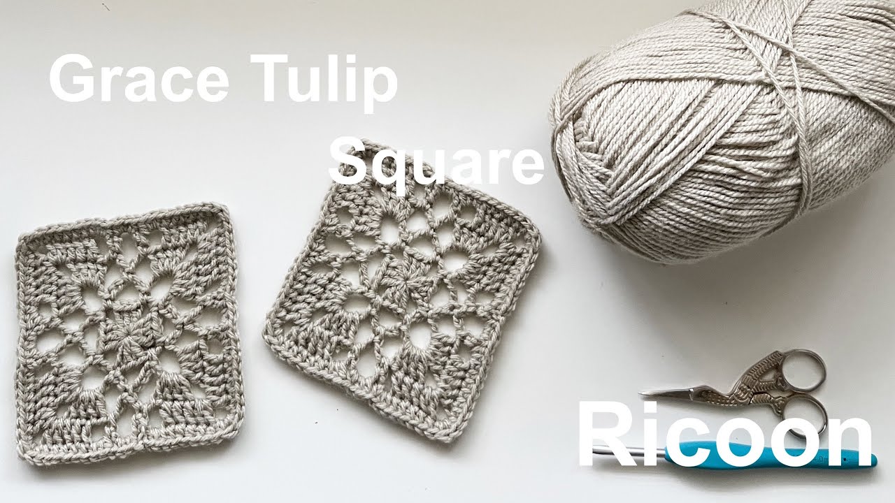 How to crochet Grace Tulip square＊かぎ針編み＊グレース