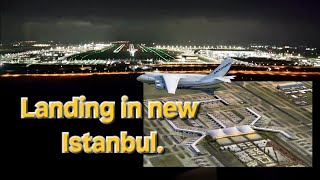 Night landing in new Istanbul. Посадка вночі у новому аеропорту Стамбула.