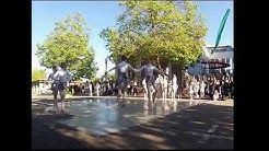 Young ballerinas dancing on the steet.