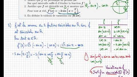 fonction trigonométrique   fx=√3 cos x   sin x Variations   Exercice Classique