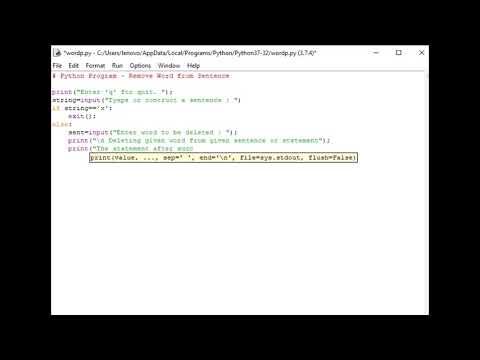 Python Program - Remove Word from Sentence