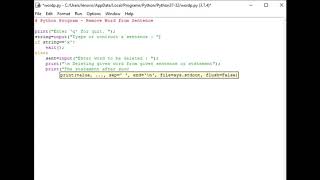 Python Program - Remove Word from Sentence
