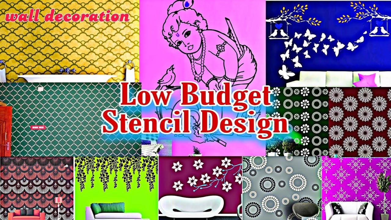 Wall Stencils design in bedroom wall decoration ( DIY ) YouTube