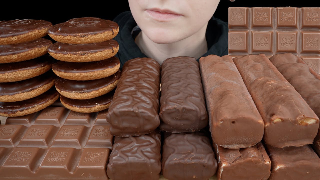 ASMR Milka Black Cherry Roll Cake, Snickers Ice Cream Bar, Cherry Jaffa Cake, Ritter Sport Chocolate