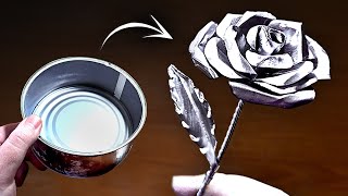 Haz UNA ROSA con UNA LATA 🌹 ¡¡Muy Fácil!! Cómo hacer flor o rosa eterna de metal sin forja
