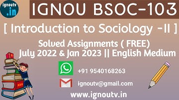 IGNOU BSOC-103 Solved Assignment July 2022 & Jan 2023  [FREE] || IGNOU BASOH || IGNOU TV || IGNOU ||