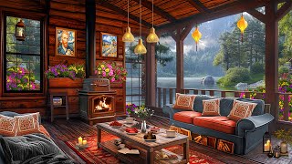 Spring Ambience 🌸 Cozy Coffee Porch Ambience with Jazz Instrumental Music to Work , Relaxing
