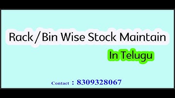 Rack Bin Wise Stock Item Module in Telugu