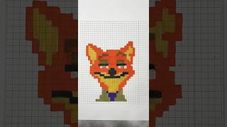 Nick Wilde From Zootopia Pixel Art On Grid Paper