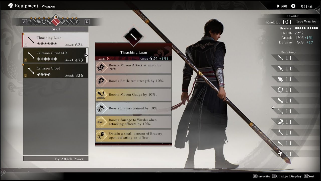 Dynasty Warriors : Origin Trashing Luan grade 8 Staff unlock