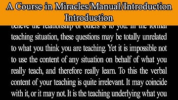 A Course in Miracles Manual for Teachers. Introduction