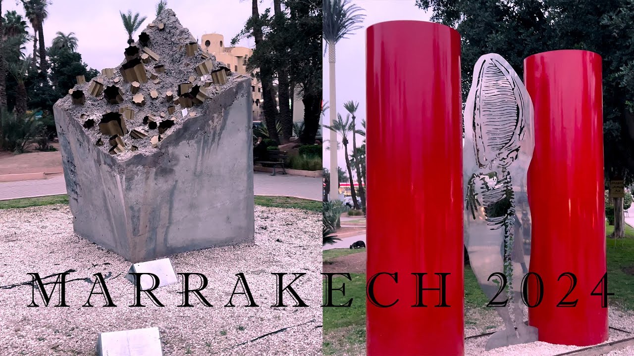 MARRAKECH 2024, new park with sculptures, in 4K