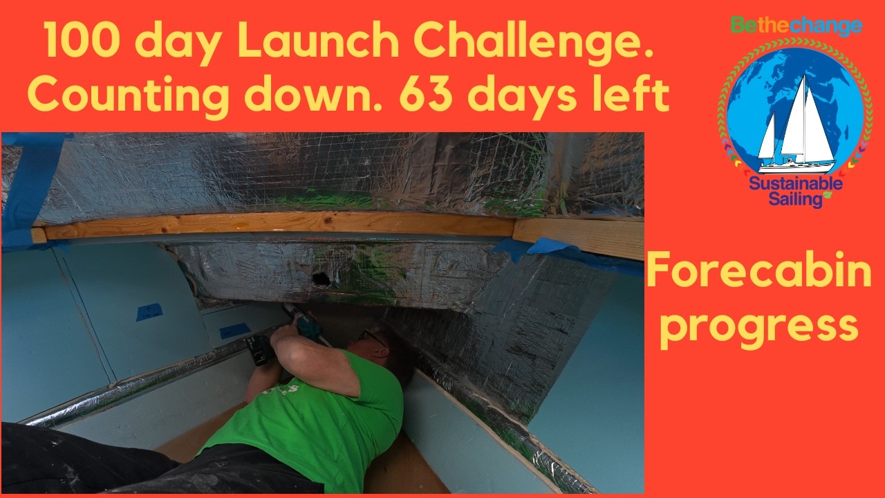 ⁣Forecabin anchoring and insulation. Days 65-63 counting down to 0 launch challenge #BoatRefit #DIY