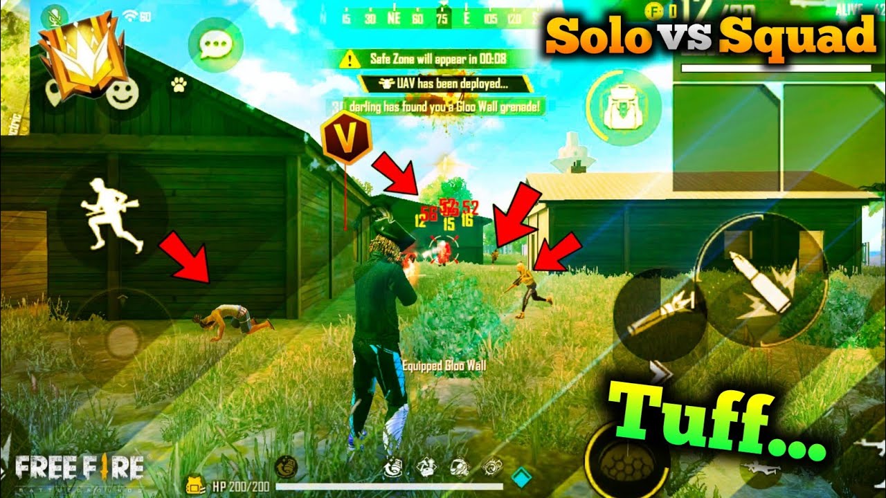 Solo vs squad Rush gameplay Garena free fire | Garena free fire max ...