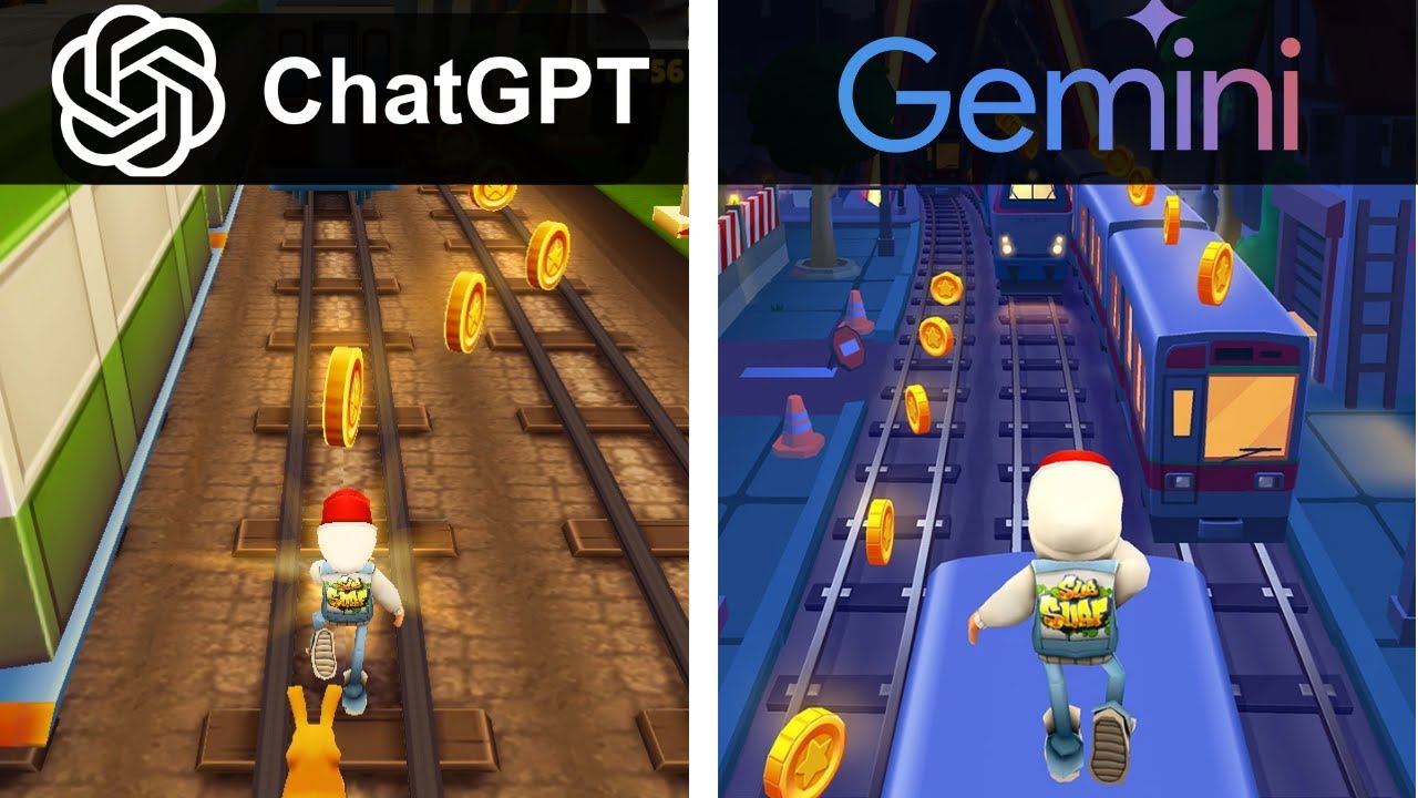 ChatGPT vs Gemini fazem Subway Surfers do zero! - YouTube