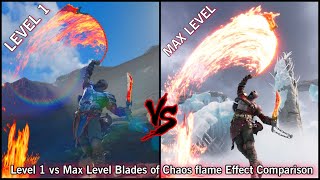 LEVEL 1 VS MAX LEVEL BLADES OF CHAOS FLAME EFFECT COMPARISON | GOD OF WAR RAGNAROK screenshot 4