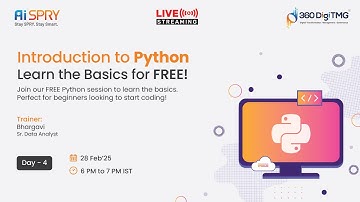 Python for Beginners | Learn Python Basics for FREE | Day 4 | 360DigiTMG
