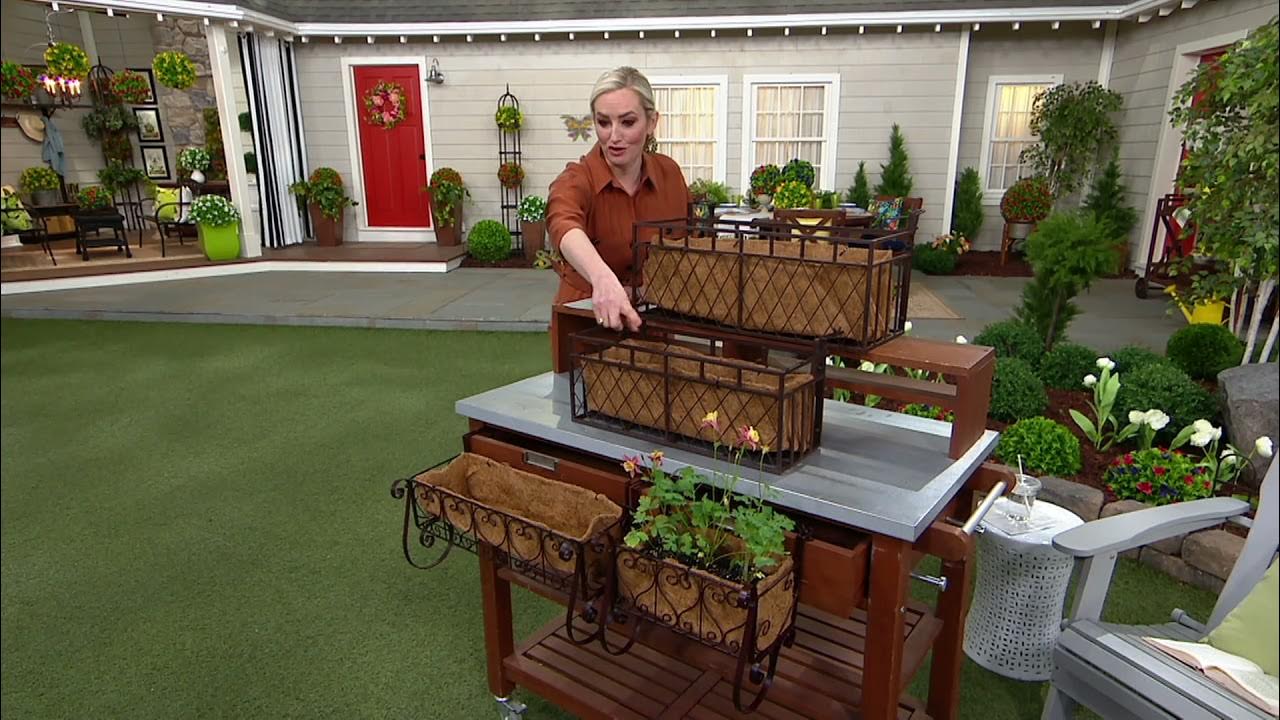 Plow & Hearth Wrought Iron Railing Planter with Coco Liner on QVC YouTube