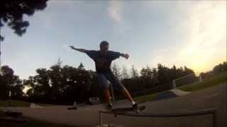 feeble grind on grass gap rail!