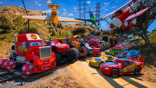 GTAV Spider Man 2 Disney Pixar Cars Crazy McQueen Jackson Storm Mater Mack Monster Truck Racing Toys