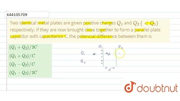 Two identical metal plates are given poistive charges Q_1 and Q_2 (ltQ_1) respectively. If they ...