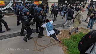 Clashes in Paris on May Day 2024 sees woman floored by a brick