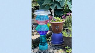 DIY birdbath / bird feeder  under $15 using dollar tree items