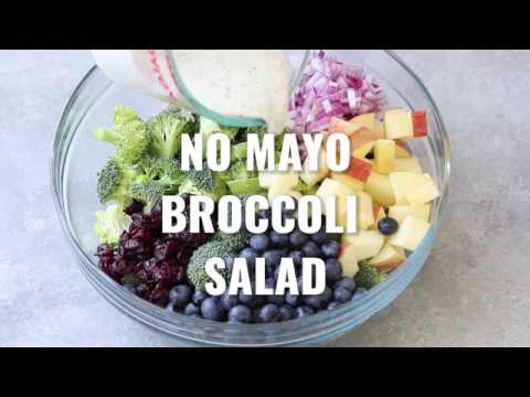 No Mayo Broccoli Salad with Blueberries and Apple