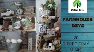 20 Farmhouse Tiered Tray Minis/Diy Dollar Tree/Farmhouse Decor