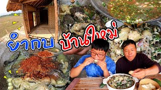 สร้างบันได แบบคนโบราณ กินกบยักษ์ บนบ้านใหม่ครัวป่าไผ่ l ครัวป่าไผ่ SAN CE