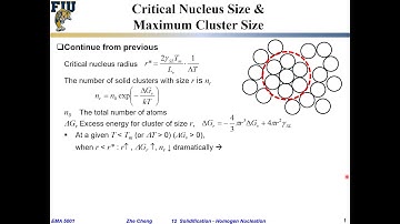EMA5001 L12-10 Critical nucleus size vs Max cluster size   Nucleation temperature