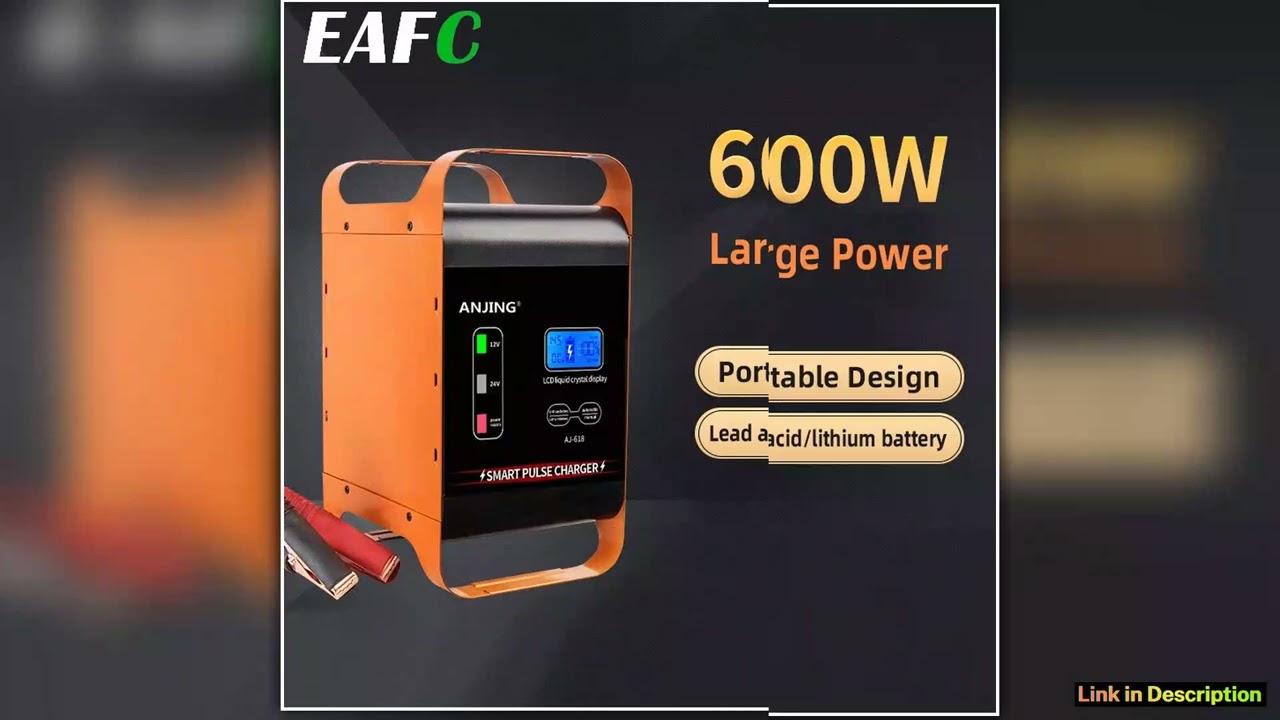 EAFC 12V 24V Car Charger High Power 600W 400W SUV Truck Fast Charging Battery Charger LCD Display