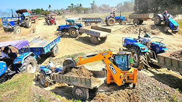 Jcb 3dx Xpert Loading Field Mud And | Mahindra 575 | Sonalika Sikandar | Swaraj 744 And 735 Tractor