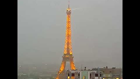 Incredible video captures the moment lightning strikes the Eiffel Tower