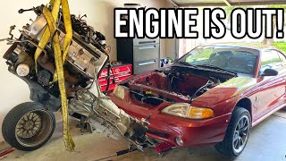 THE ENGINE IS FINALLY OUT! PULLING THE 98 COBRA MOTOR PART 2
