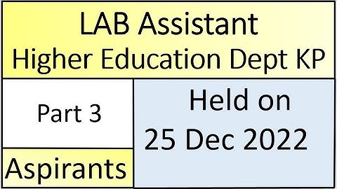 Lab Assistant Higher Education Department Paper held on 25 Dec 2022 | Lab Assistant ETEA paper P3