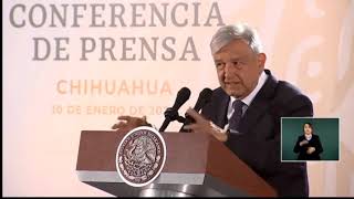 Chihuahua reduce incidencia delictiva. Conferencia presidente AMLO Viernes 10-Enero-2020