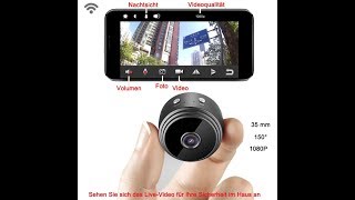 Microfire Mini Wlan Überwachungskamera Akku Infrarot Nachtsicht Dashcam Funktion Spy Spion Kamera