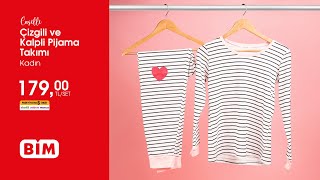 13 Ekim Aktüel Çizgili Ve Kalpli Pijama Takımı Bi̇m