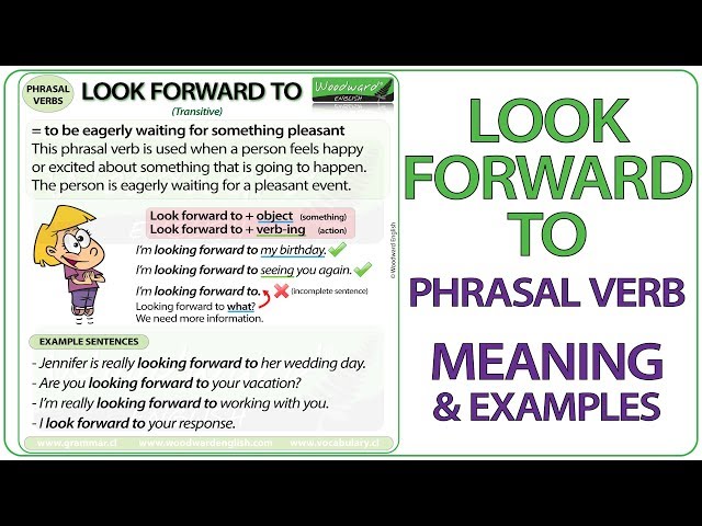 LOOK FORWARD TO - Phrasal Verb Meaning u0026 Examples in English class=